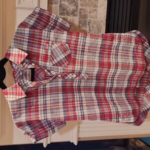 Vineyard Vines Red and Blue Plaid Button-Down Shirt